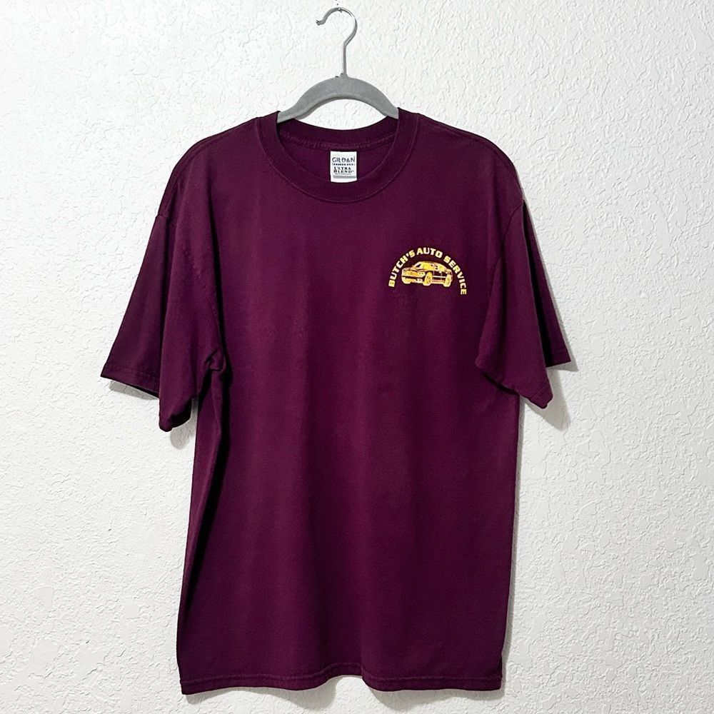 Butch's Auto Service short sleeve shirt maroon size large
